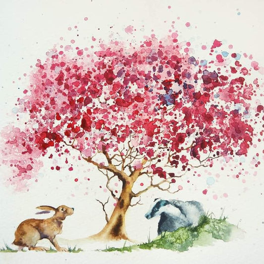 Under the Cherry Bossom with the Hare and the Badger