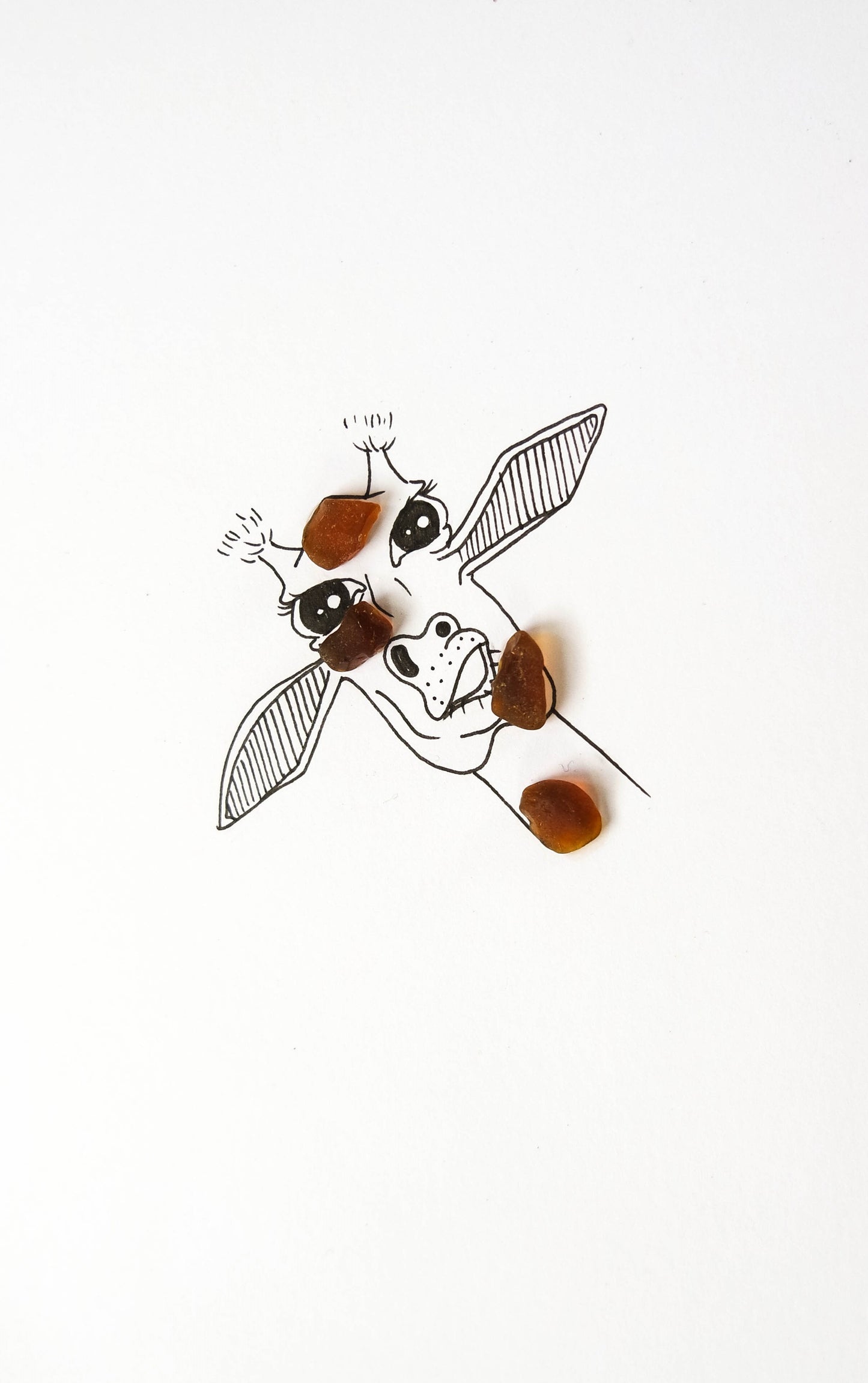 Sea Glass Card Hand made by Eliza , Giraffe small (single card)