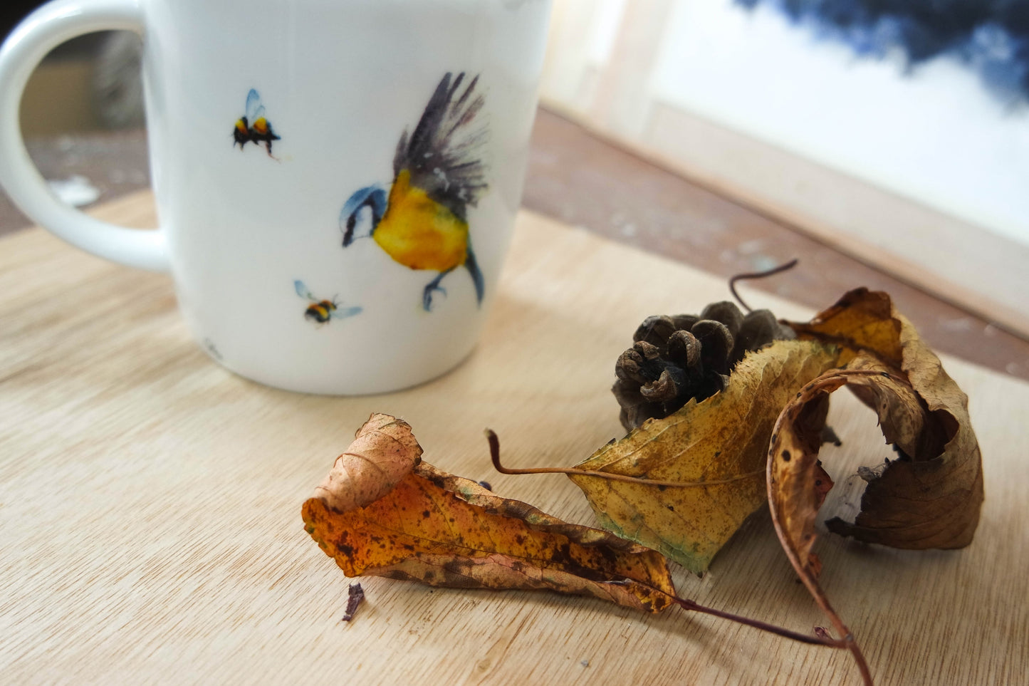Blue Tit's and Bees Fine Bone China Mug UK delivery ONLY