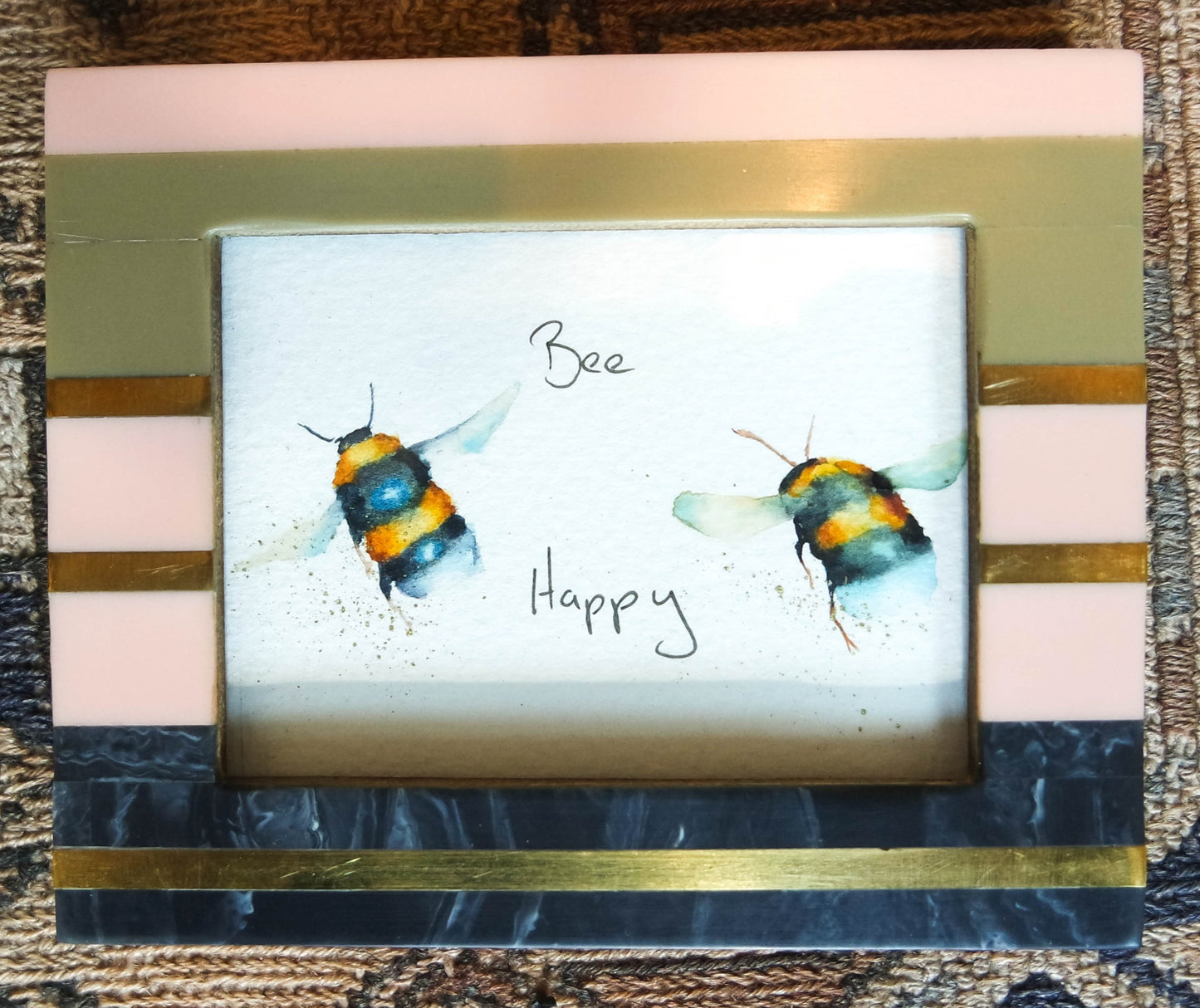 ' Bee Happy ' , a small original framed in a pretty frame ***UK customers ONLY