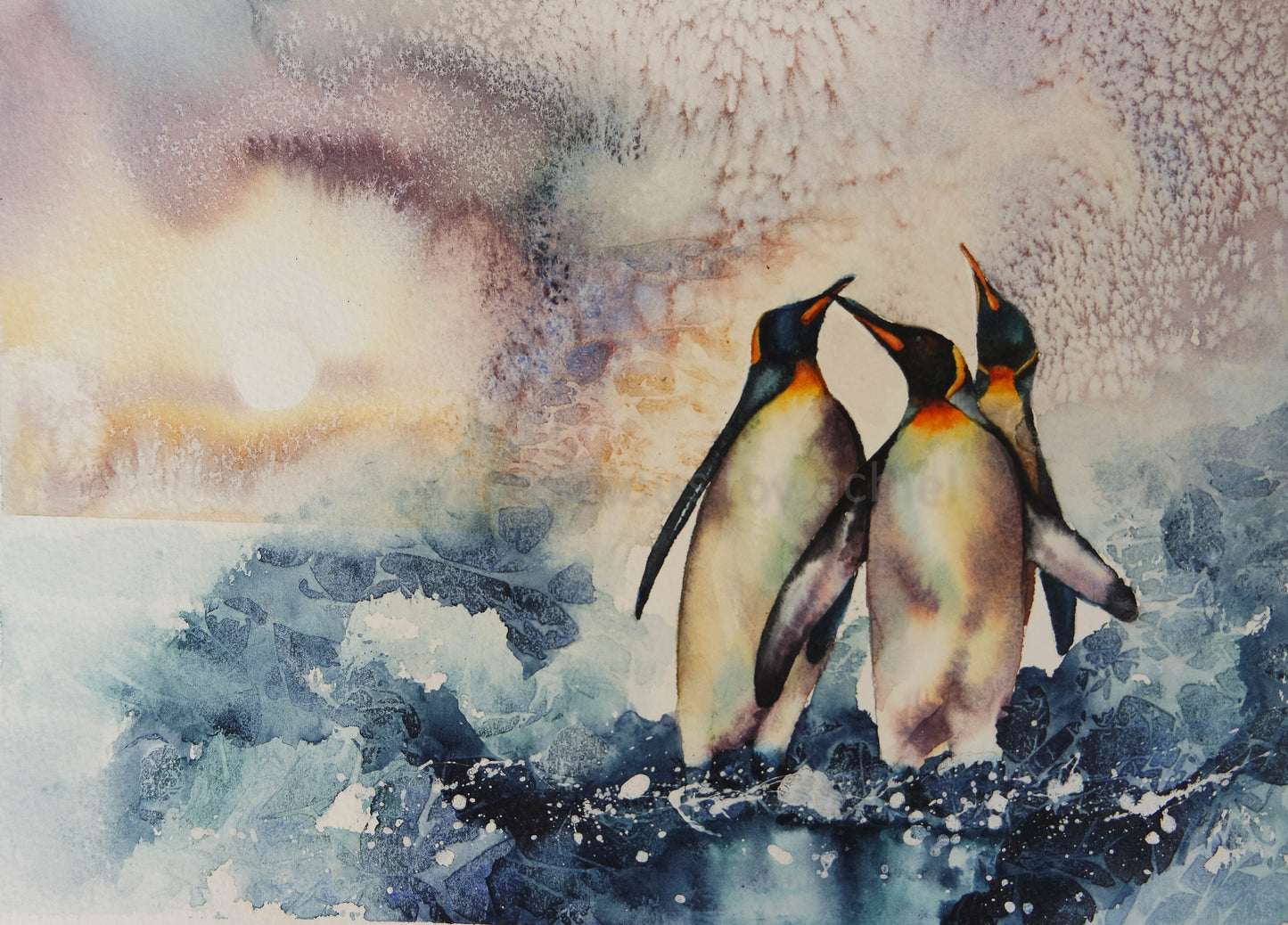 Penguins and polar bears Christmas Cards (4 cards)