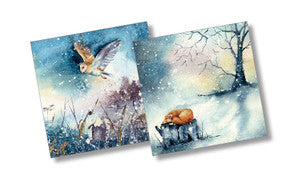 Christmas packs, Woodland owl and Winter Fox (10 Cards)