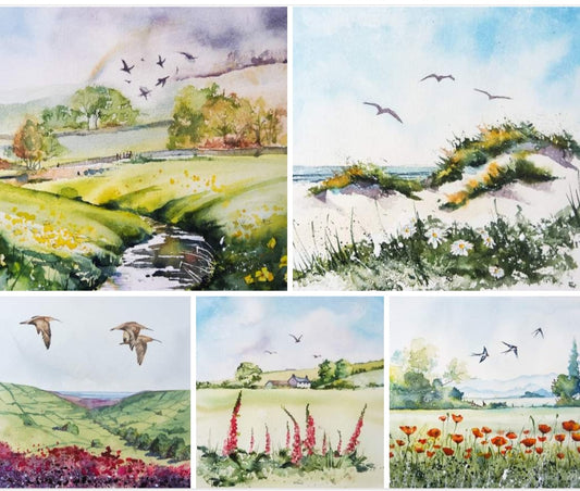 ***NEW*** Sea, hills, wildflowers and birds (5 cards)
