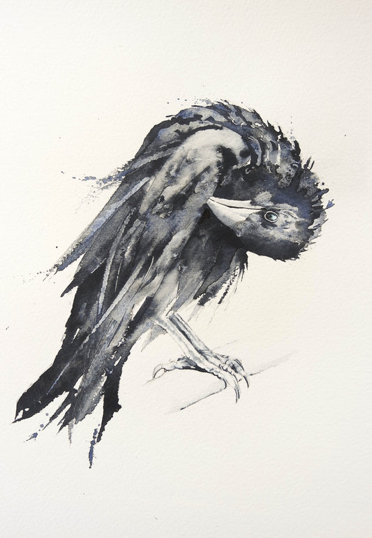 Crow On a bare branch  ( Print )