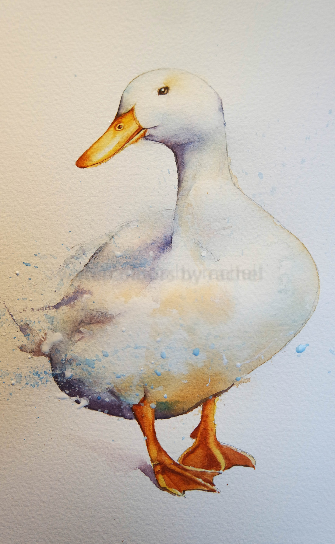 How to paint a white duck on white paper.