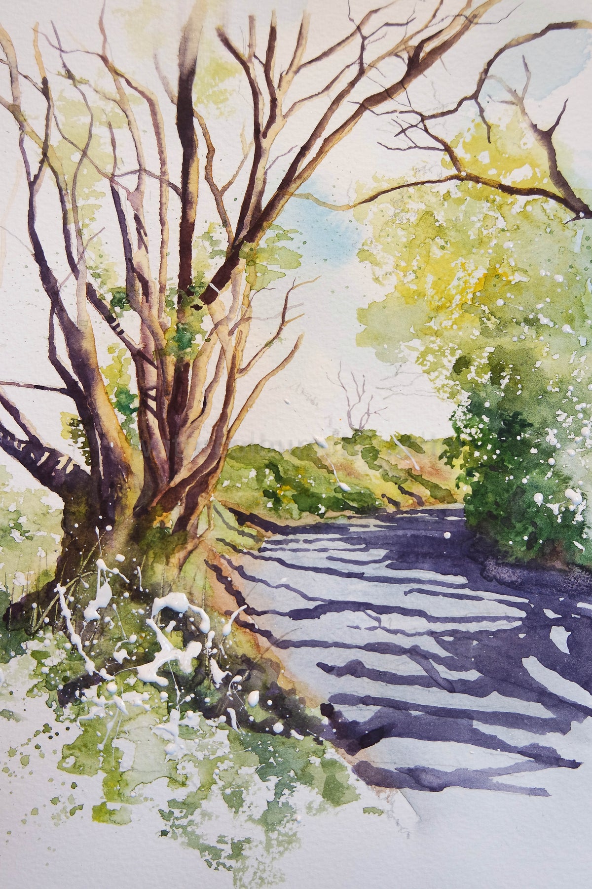 Spring Greens... a Mid Devon landscape step by step – watercolours by ...