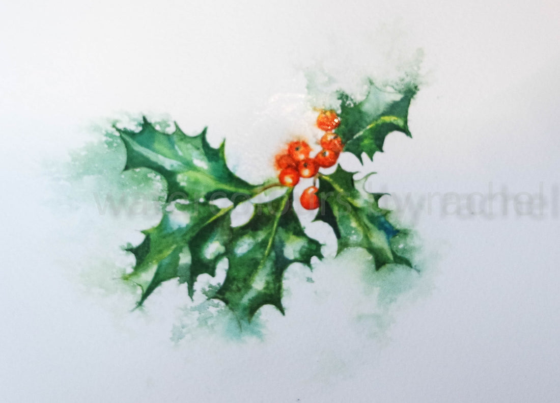 How to paint holly. ( Always useful at this time of year )