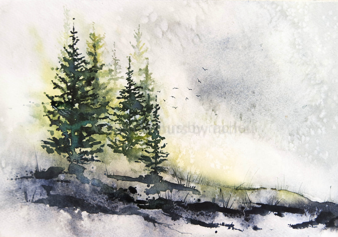 An abstract, atmospheric winter landscape