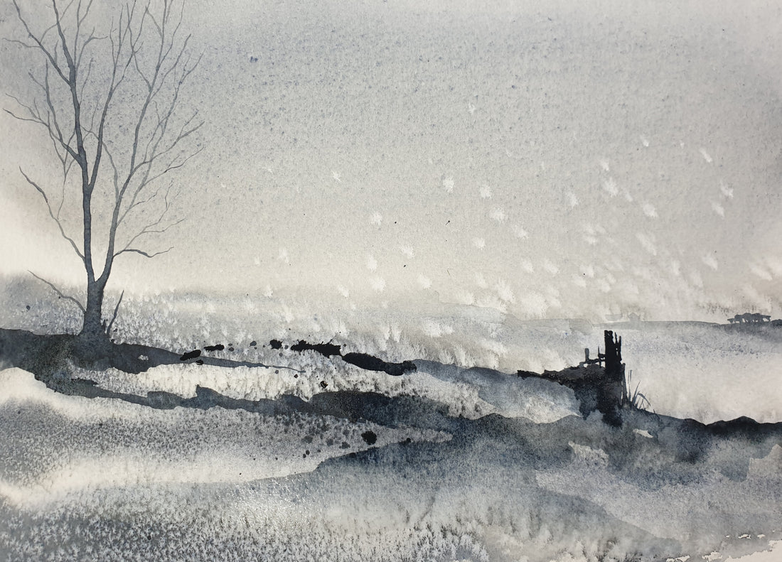 A simple winter landscape, using salt.