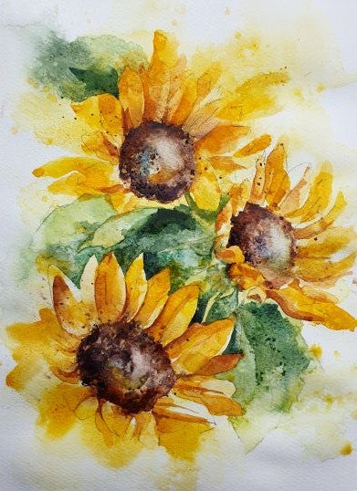 Painting sunflowers loosely
