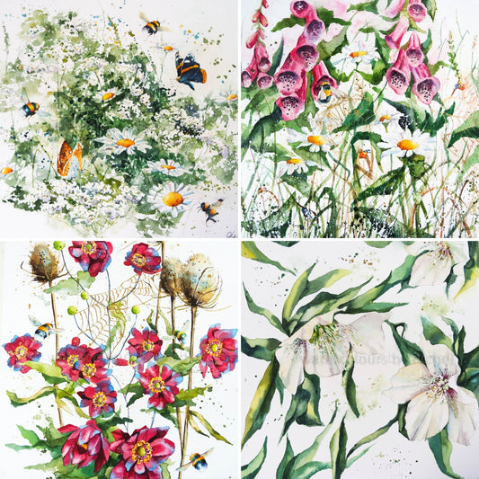Four seasons in Flowers ( 4 cards)