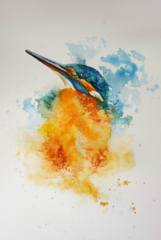 An ethereal watercolour kingfisher