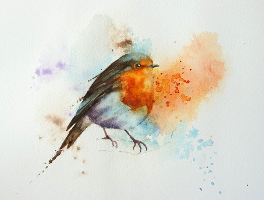 Splishy splashy robin (limited edition signed print )
