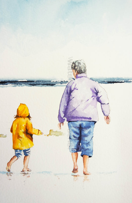 ***Affordable original*** A day at the beach with Granny