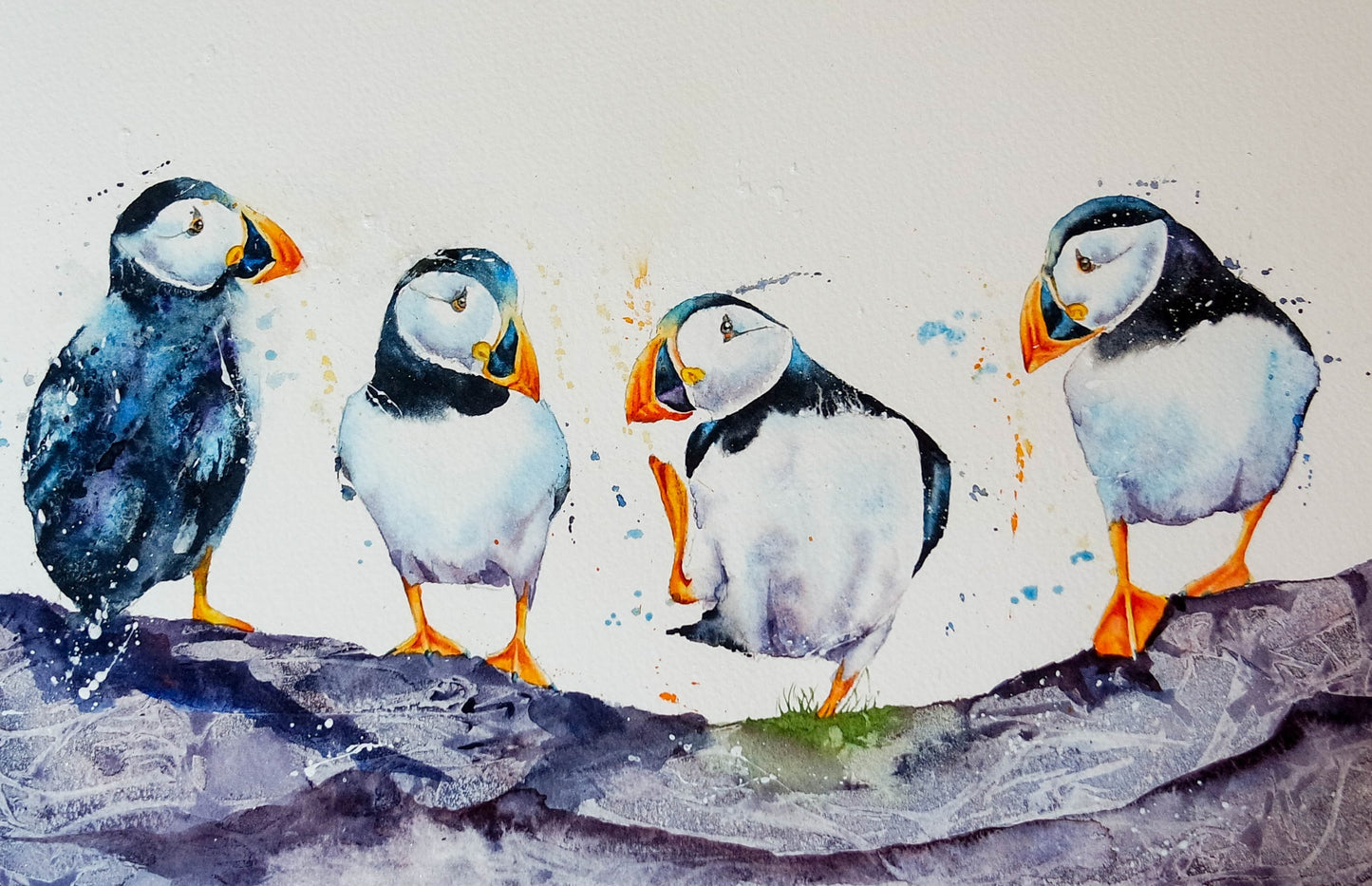 Dancing Puffins ( four cards)