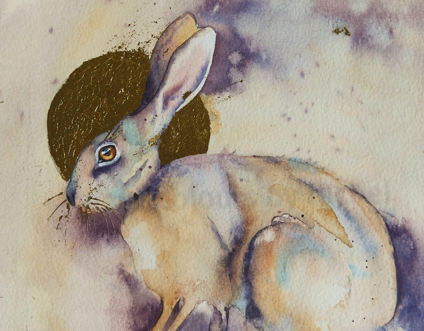 ***AFFORDABLE*** Small Original Hare under golden moon