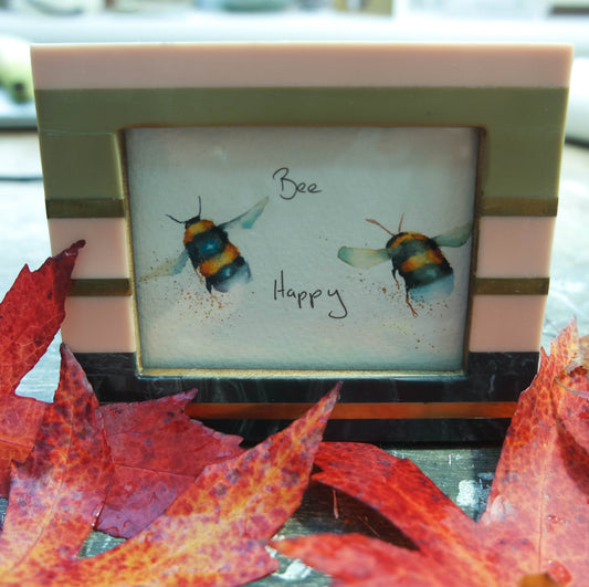 ' Bee Happy ' , a small original framed in a pretty frame ***UK customers ONLY