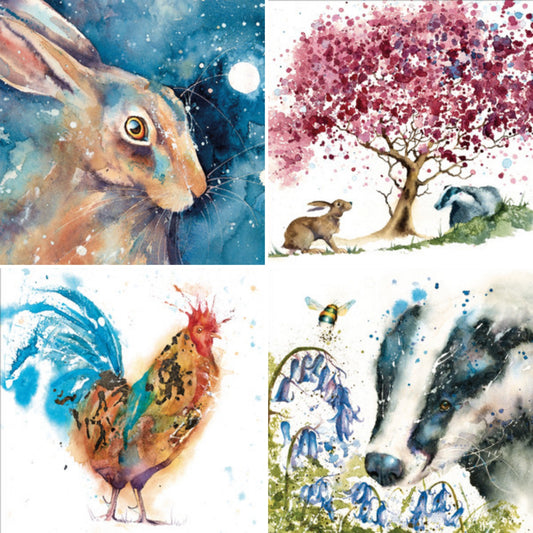 Hares, Hen's and Badgers( four cards)