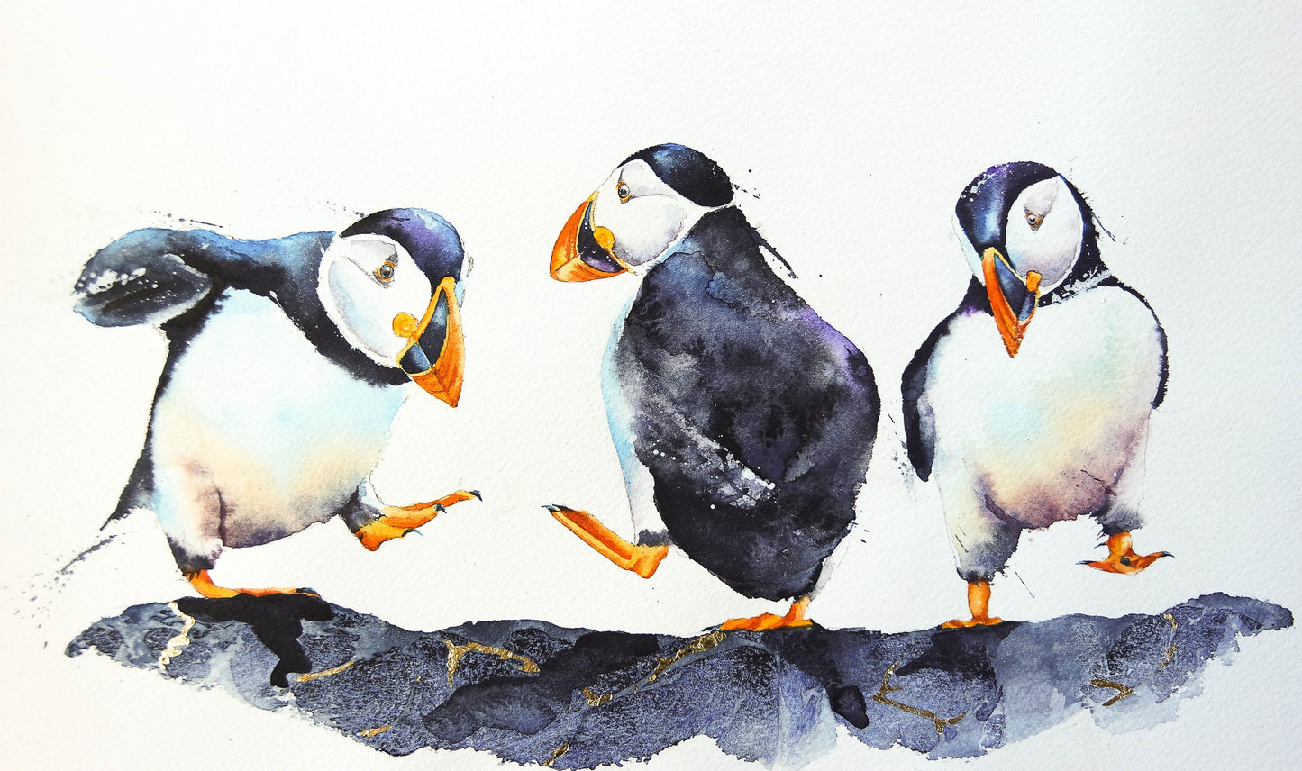Dancing Puffins ( four cards)