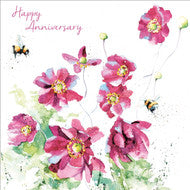 Happy Anniversary Japanese Anemones  ( single card)