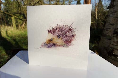 Hedgehog - Card - watercolours by rachel
