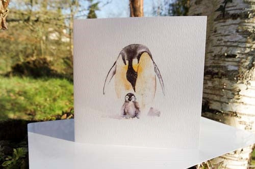 Penguin - Card - watercolours by rachel