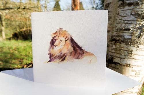 Lion - Card - watercolours by rachel