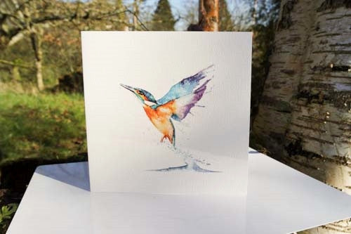 Kingfisher - Card - watercolours by rachel