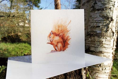 Red Squirrel - Card - watercolours by rachel