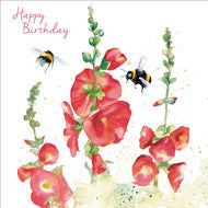 Happy Birthday Hollyhocks (single card)