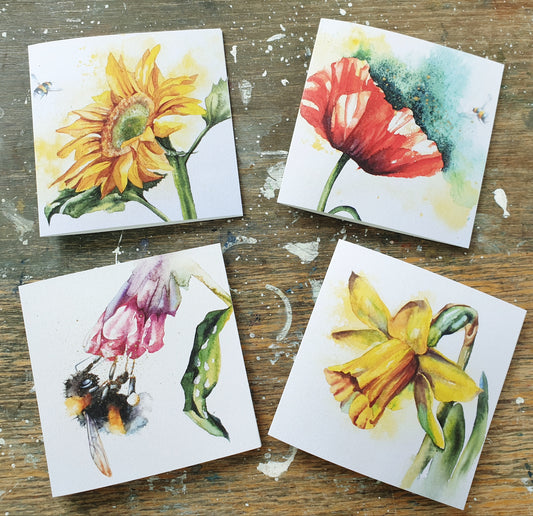 Flowers and Bees ( 4 cards)