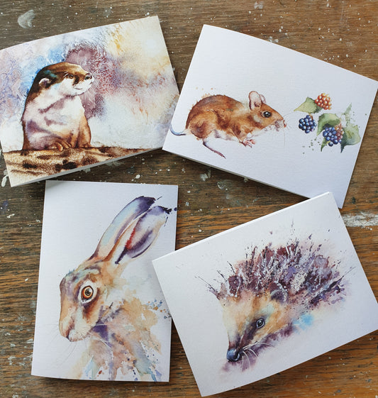 Watercolour British Wildlife ( 4 cards)